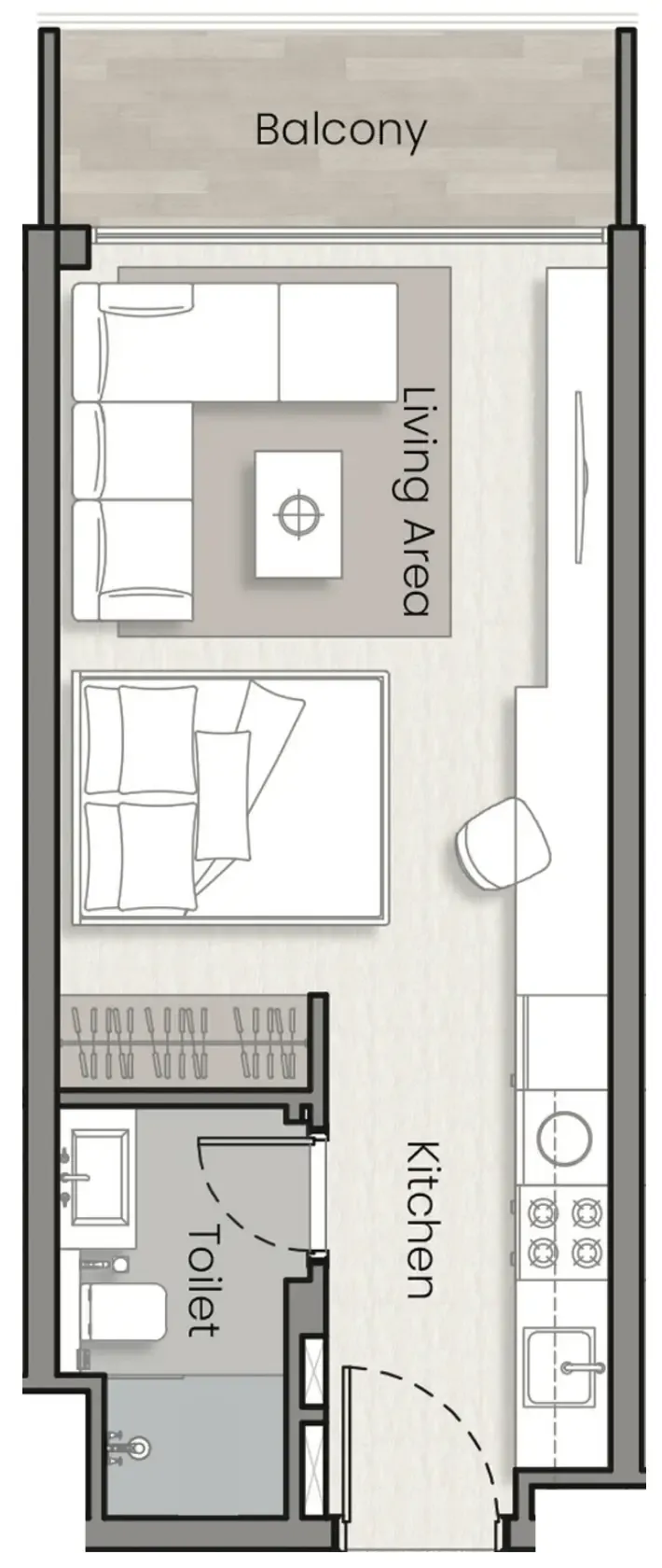 Havelock Heights Studio floor plan, 371 sqft