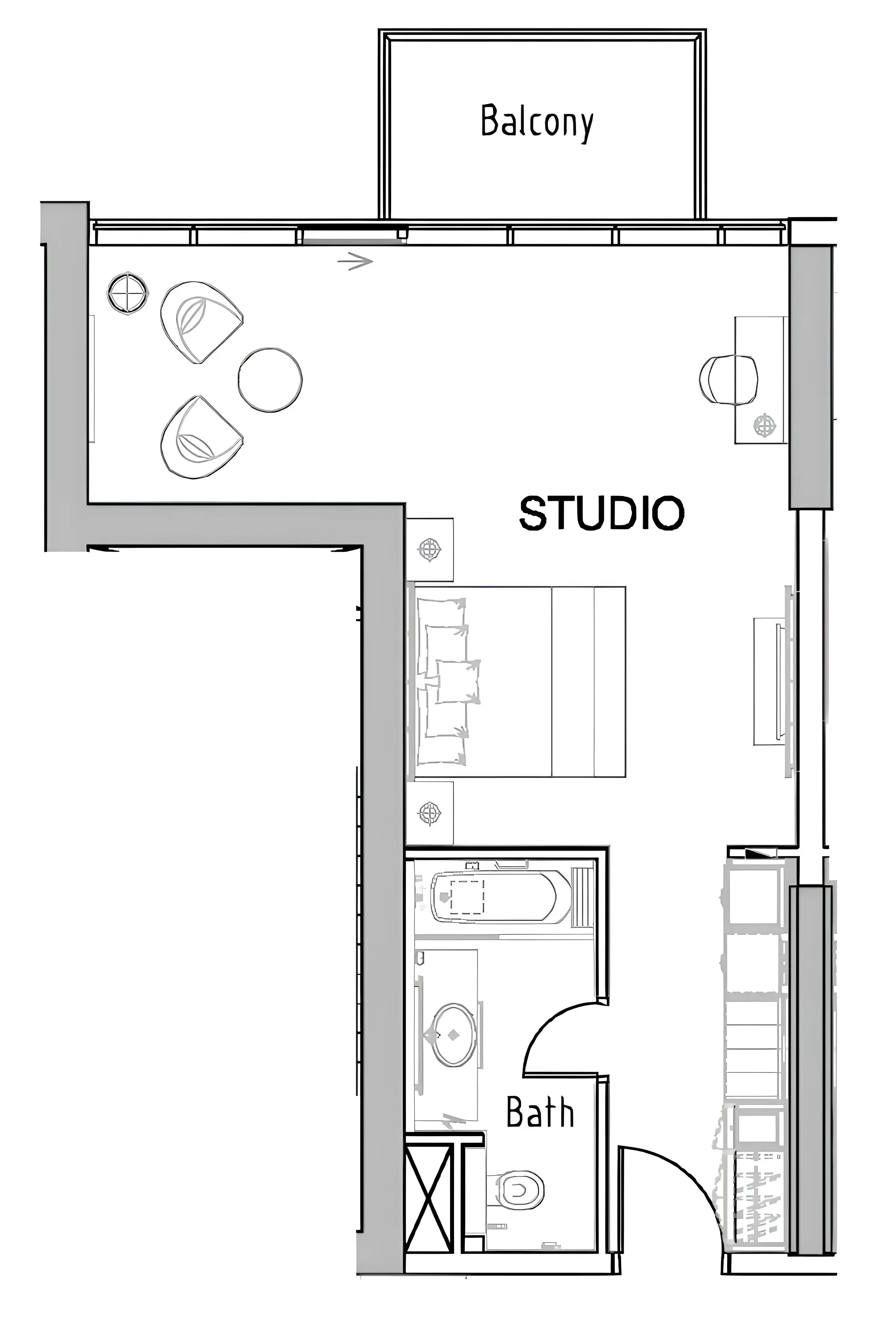 Damac Hills - Artesia Studio floor plan, 567 sqft