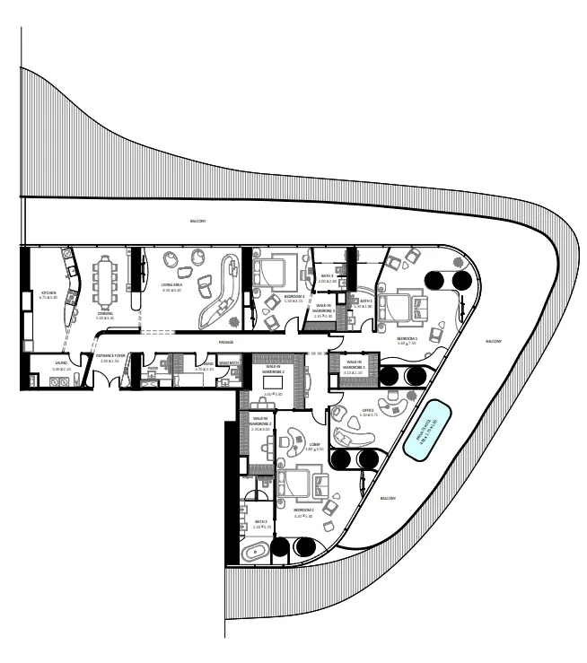 Bugatti Residences by Binghatti 3 bed floor plan, 5,673 sqft