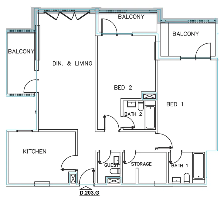 Janayen Avenue 2 bed floor plan, 1,585 sqft