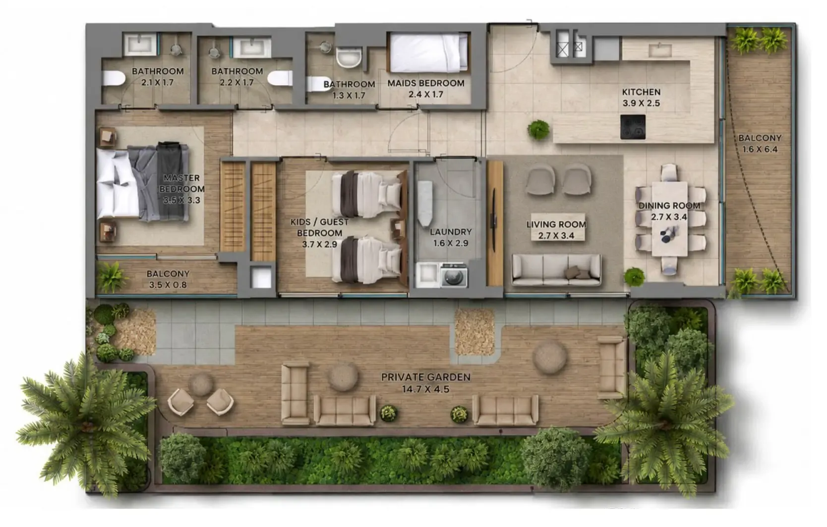 Elemental 78 2 bed floor plan, 1,491 sqft