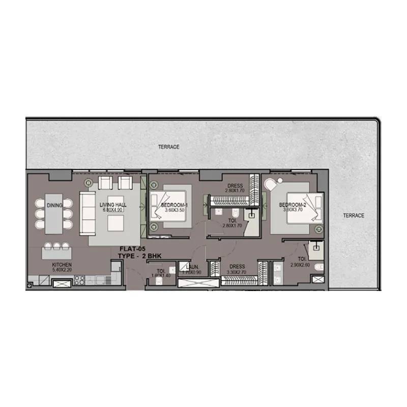 Helvetia Residences 2 bed floor plan, 2,080 sqft