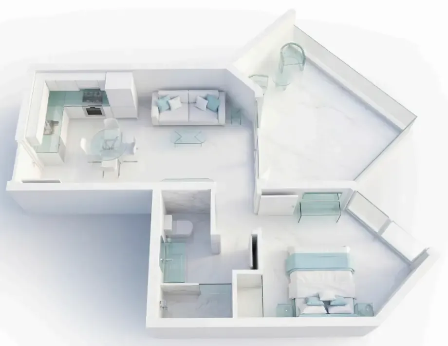 Ice Beach 1 bed floor plan, 559 sqft