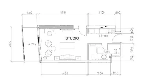 Damac Hills - Radisson Dubai Studio floor plan, 490 sqft