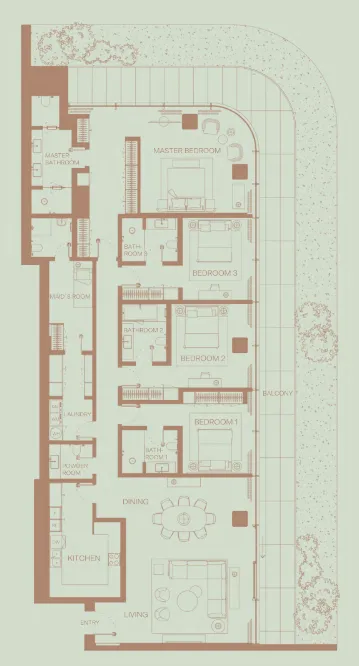 Eden House The Park 4 bed floor plan, 3,659 sqft