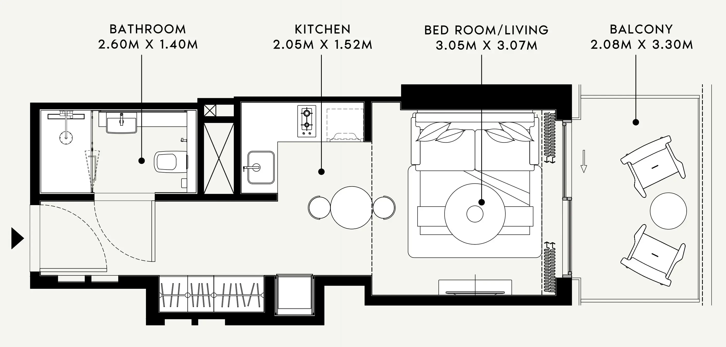 Azizi Venice Studio floor plan, 383 sqft