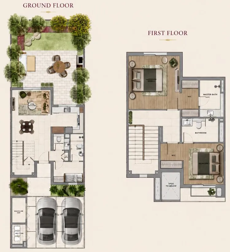 Yas Acres - The Orchids 2 bed floor plan, 1,356 sqft