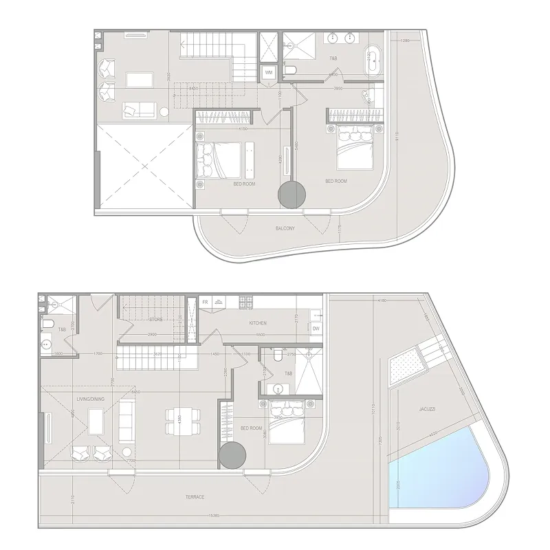 A1LA Residence 3 bed floor plan, 3,368 sqft