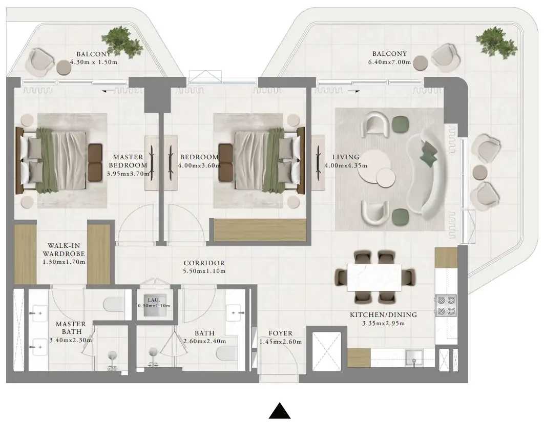 Sera 1 2 bed floor plan, 1,339 sqft