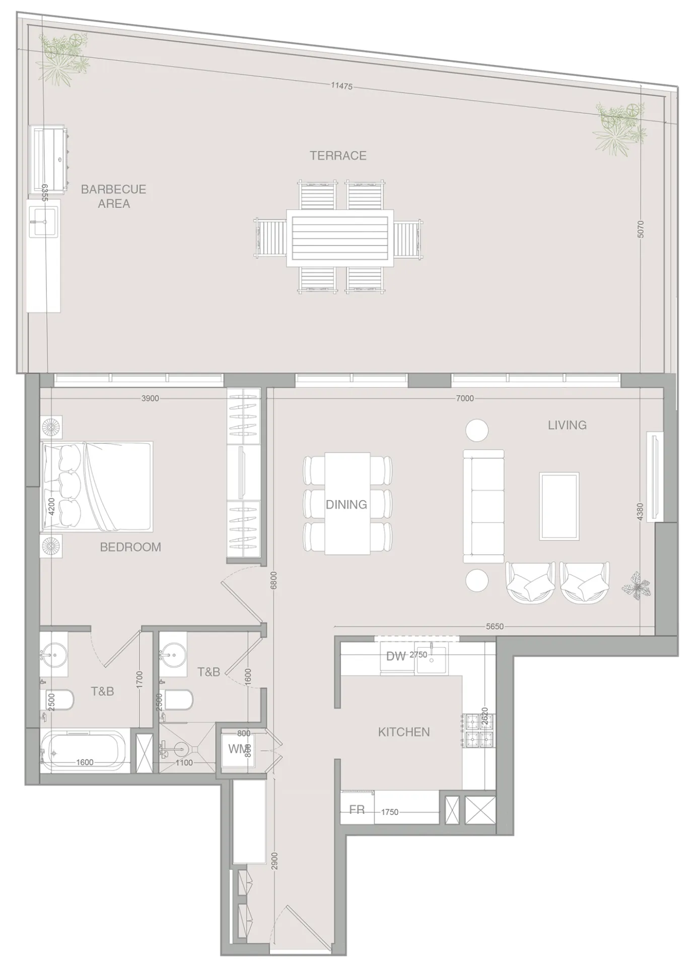 V1STARA House 2 1 bed floor plan, 1,564 sqft