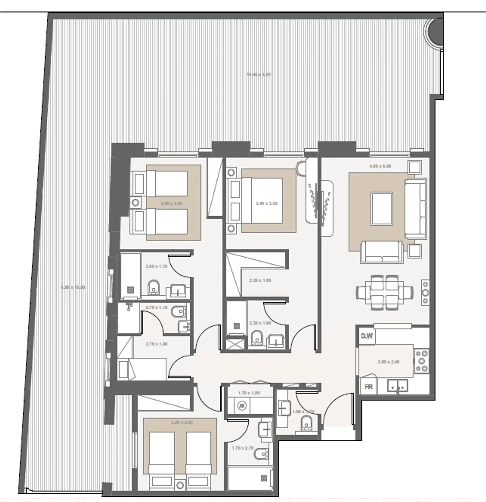 Bab Al Qasr Royal 28 3 bed floor plan, 2,518 sqft