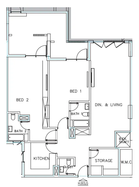 Janayen Avenue 2 bed floor plan, 1,731 sqft