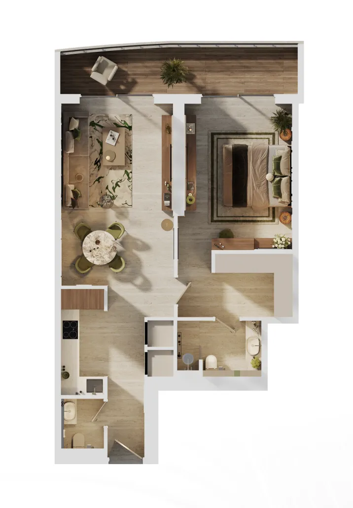 MAG 777 1 bed floor plan, 953 sqft