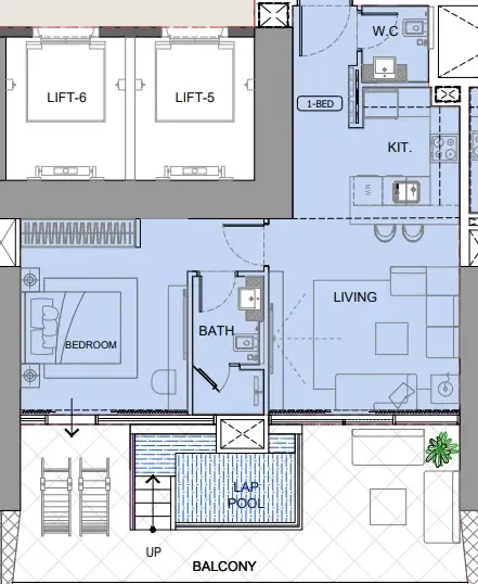 One by Binghatti 1 bed floor plan, 1,031 sqft
