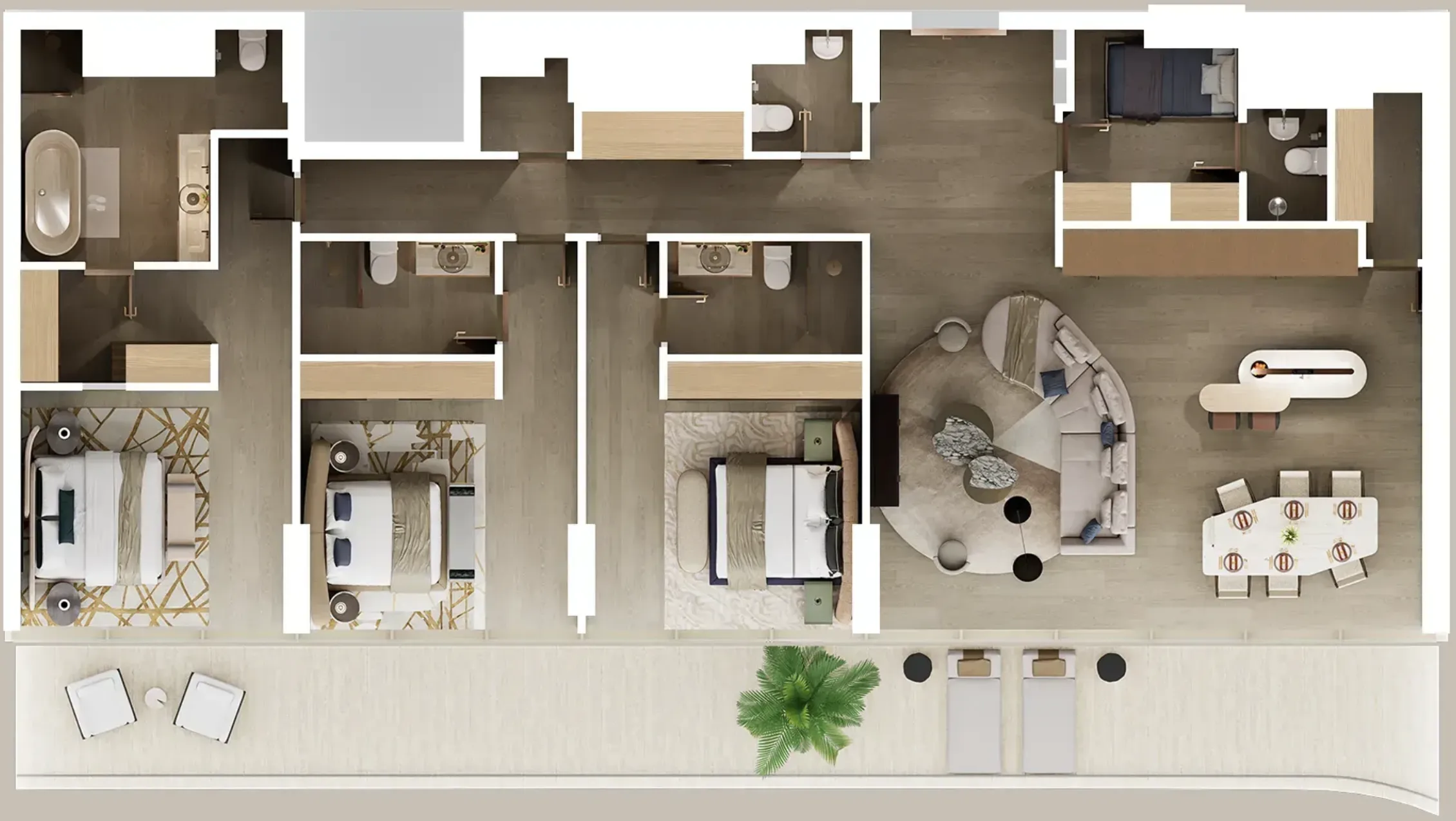 Mandarin Oriental Residences 3 bed floor plan, 2,649 sqft