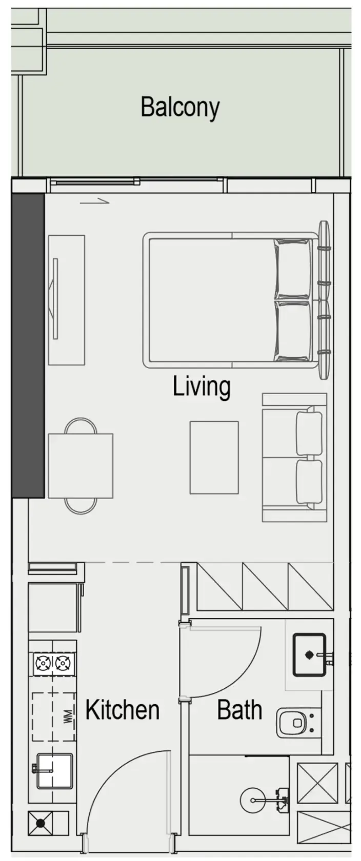 Sierra by Iman Studio floor plan, 416 sqft