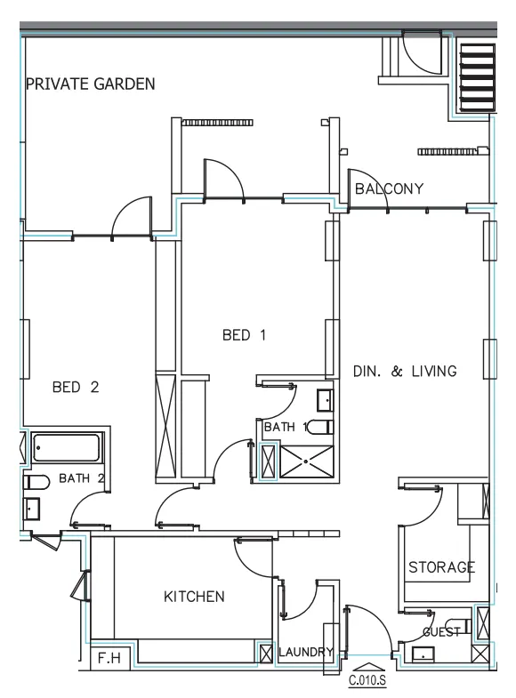 Janayen Avenue 2 bed floor plan, 1,966 sqft