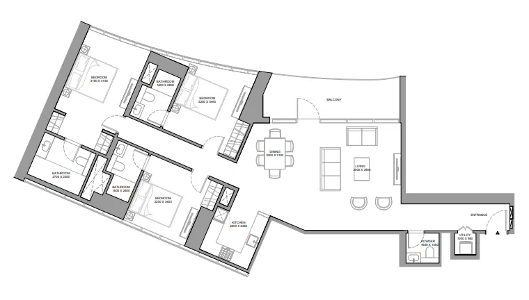 Skyvue Stellar 3 bed floor plan, 1,683 sqft