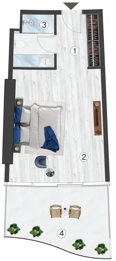 Radisson Blu Hotel & Residences Studio floor plan, 544 sqft