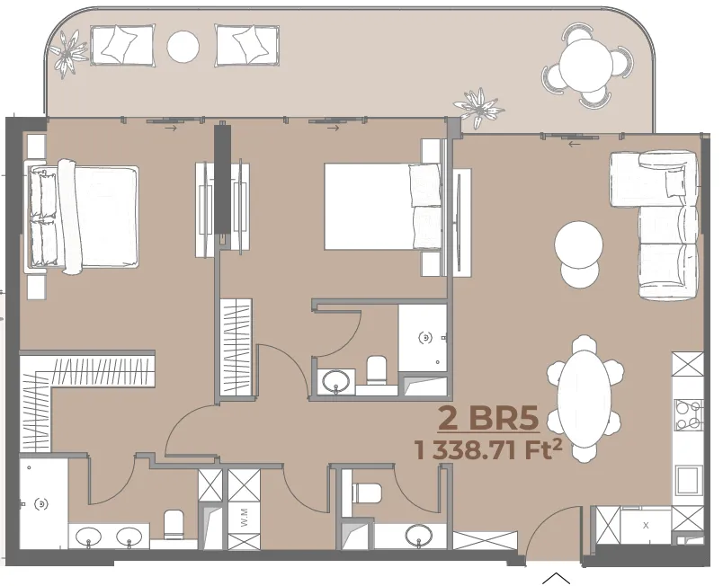 House of WELL 2 bed floor plan, 1,339 sqft