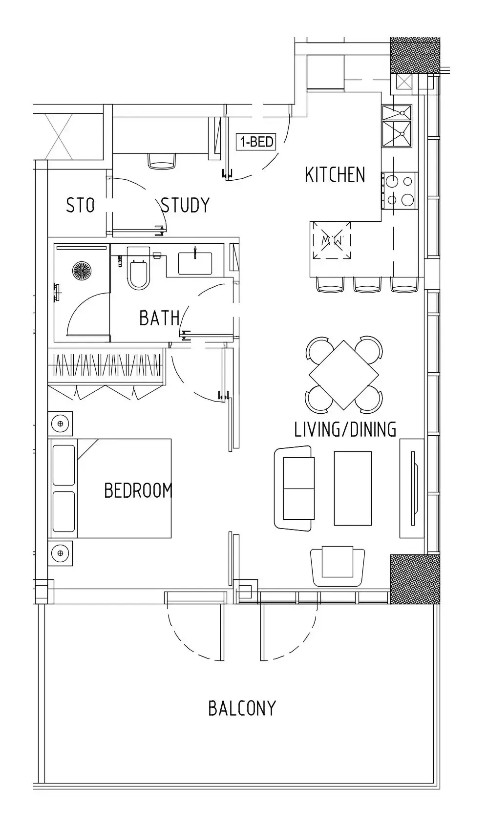 Damac District 1 bed floor plan, 760 sqft