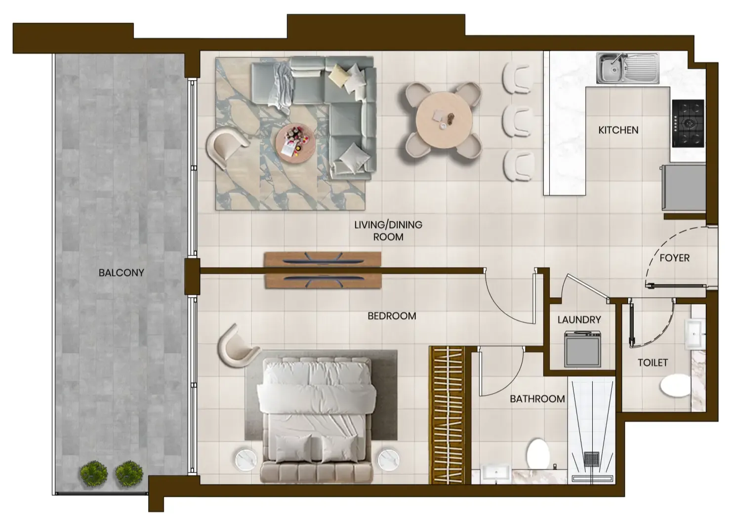 Butterfly Towers 1 bed floor plan, 857 sqft