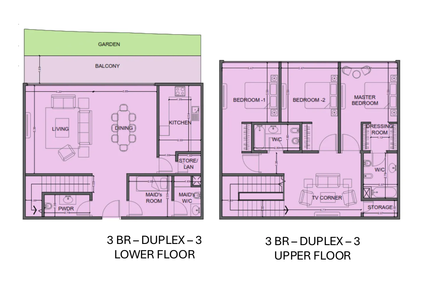One Residence Al Reem Island 3 bed floor plan, 2,423 sqft