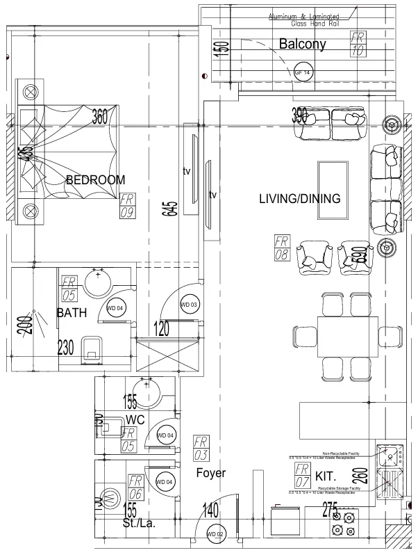 Paradise View II 1 bed floor plan, 795 sqft