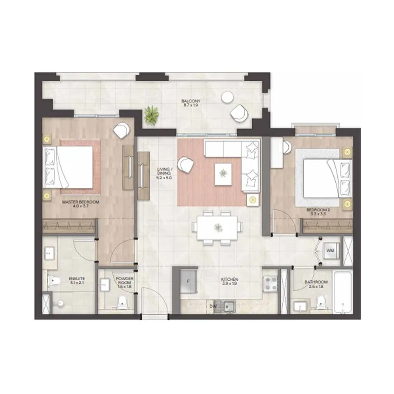 Bloom Living - Granada 2 bed floor plan, 1,144 sqft