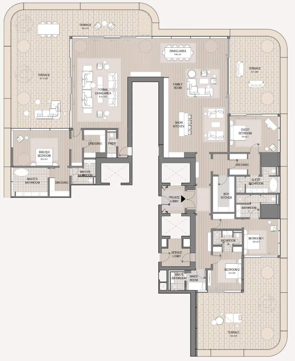 Vela Viento 4 bed floor plan, 7,944 sqft