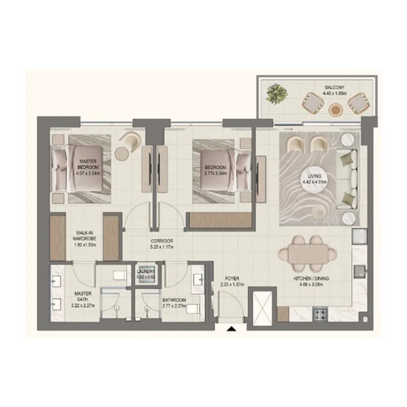 Golf Fields 2 bed floor plan, 1,178 sqft
