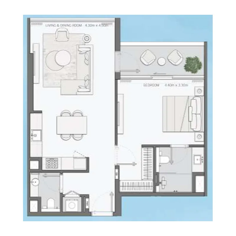 Mansory Residences by Amaal 1 bed floor plan, 864 sqft