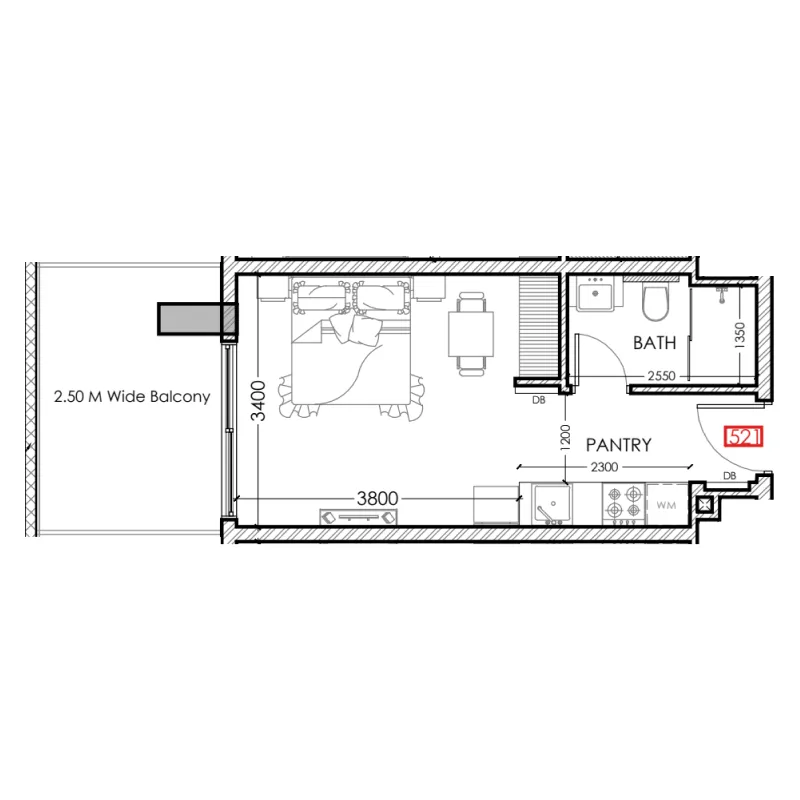 Al Haseen Residences 5 Studio floor plan, 371 sqft