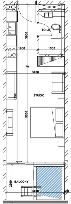Peace Lagoons 2 Studio floor plan, 436 sqft