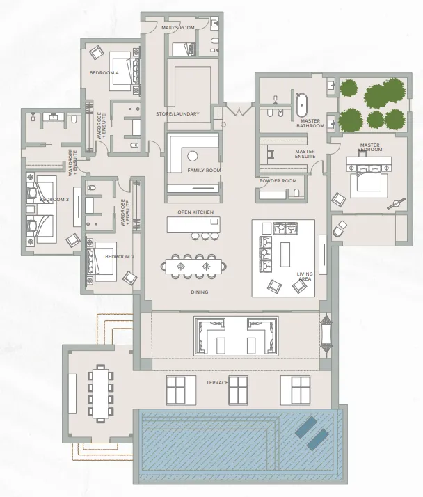 The Ritz Carlton Al Wadi Desert Resort 4 bed floor plan, 6,106 sqft