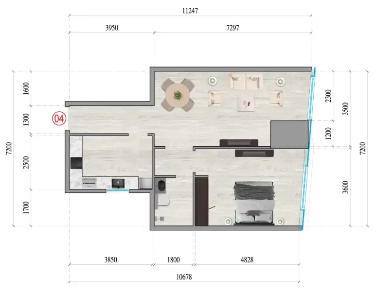 Al Ghaf Tower 1 bed floor plan, 772 – 773 sqft