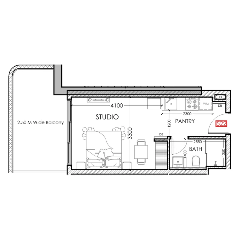 Al Haseen Residences 5 Studio floor plan, 402 sqft