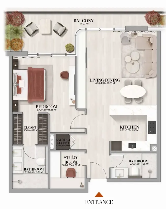 Gate Eleven by Amwaj Development 1 bed floor plan, 949 sqft