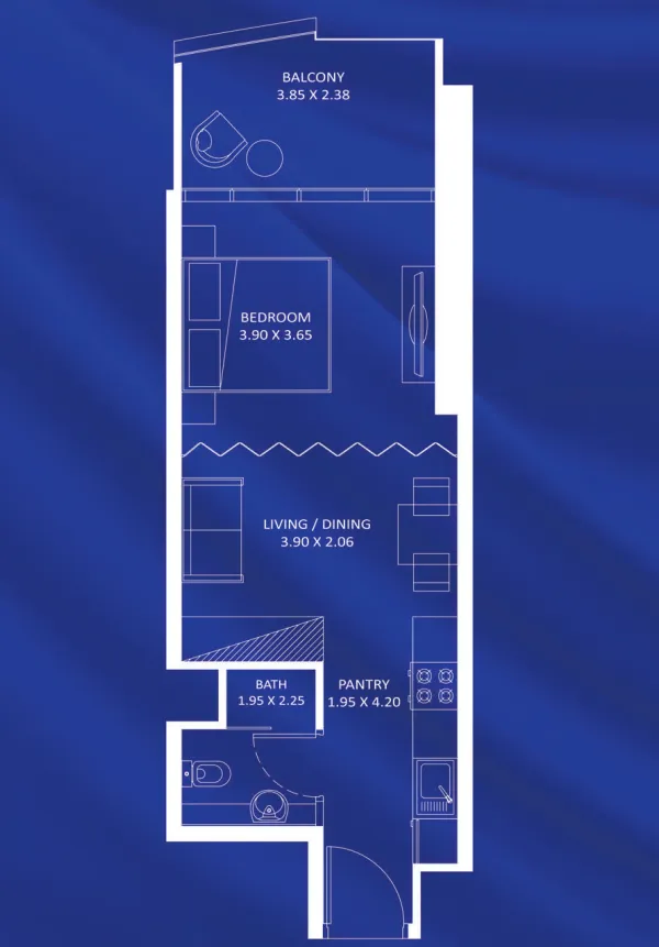 Fashionz Studio floor plan, 459 sqft