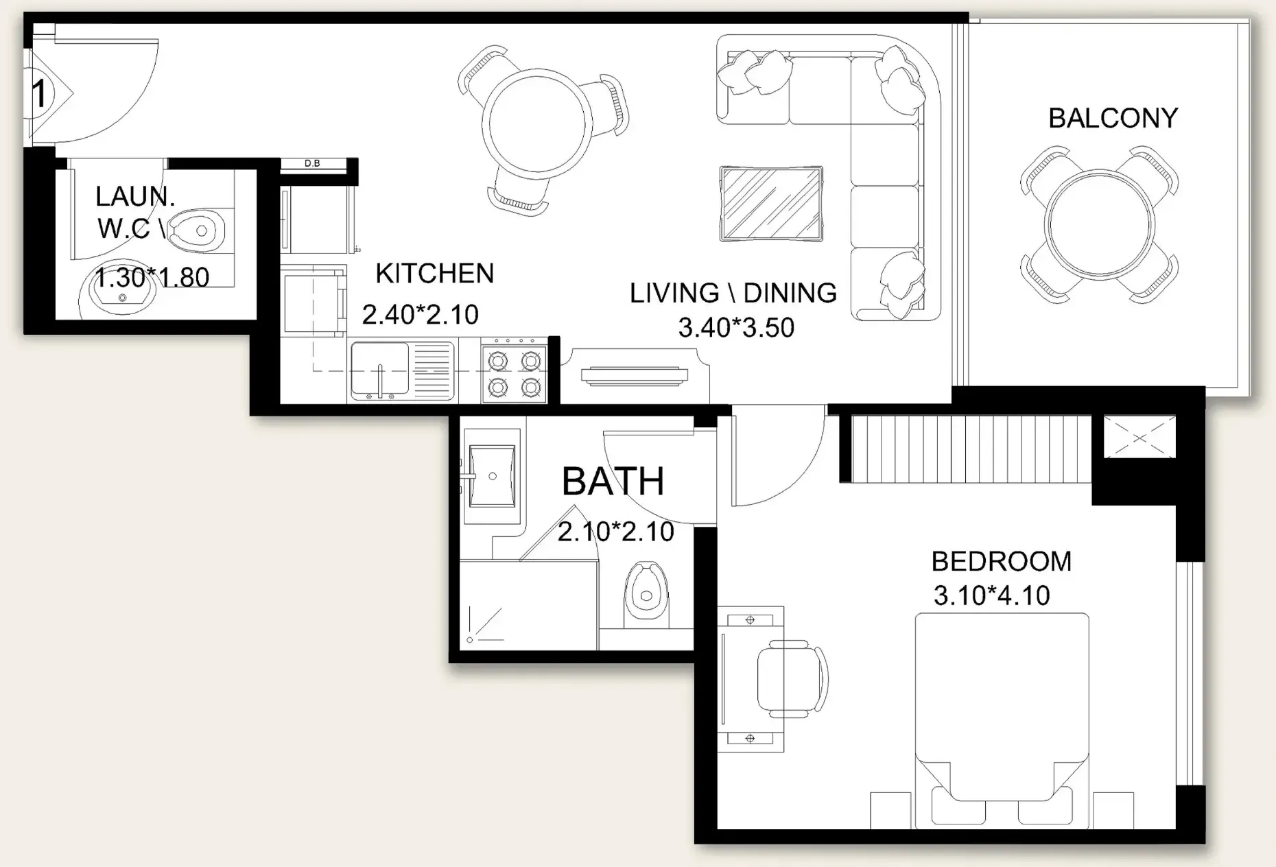 X11 1 bed floor plan, 625 sqft