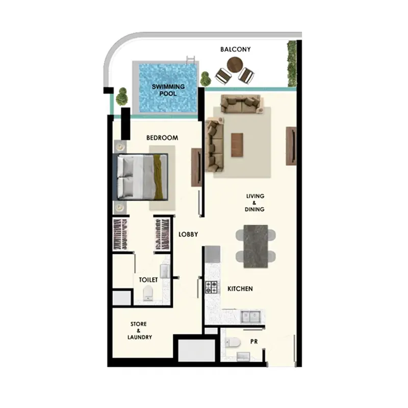 Rome by Samana Developers 1 bed floor plan, 926 sqft
