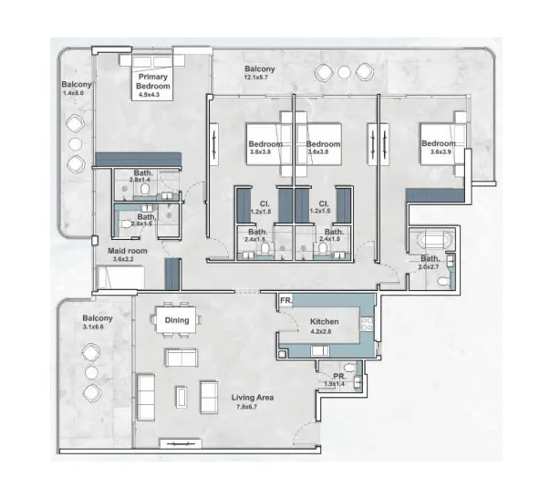 Iraz Creek Views 4 bed floor plan, 2,886 sqft