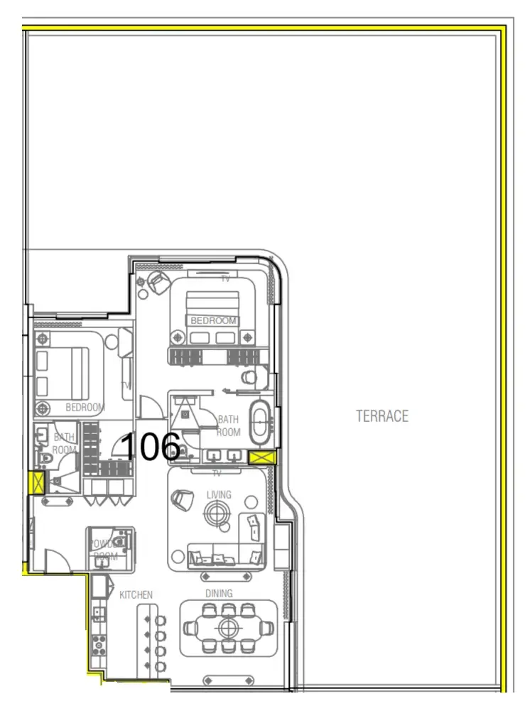 Sofitel Residences 2 bed floor plan, 4,973 sqft