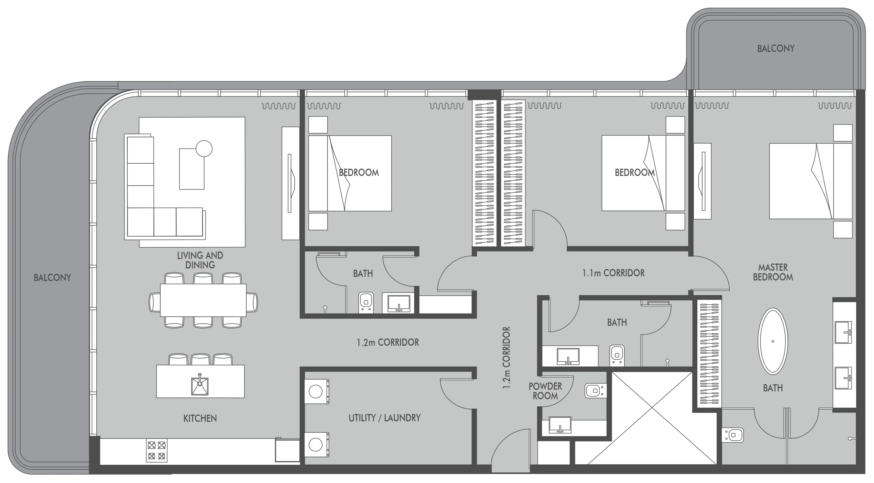 Seaside by Prestige One 3 bed floor plan, 2,057 sqft