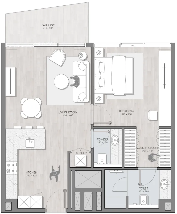 Avant Garde Residences 2 1 bed floor plan, 782 sqft