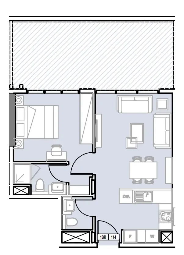 Verdana III 1 bed floor plan, 742 sqft