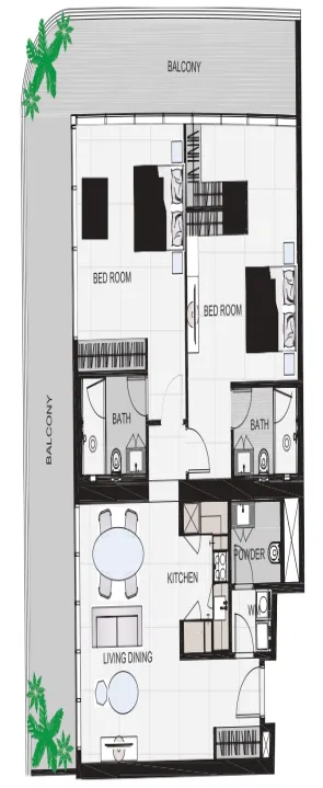 The Community Sports Arena 2 bed floor plan, 1,644 sqft