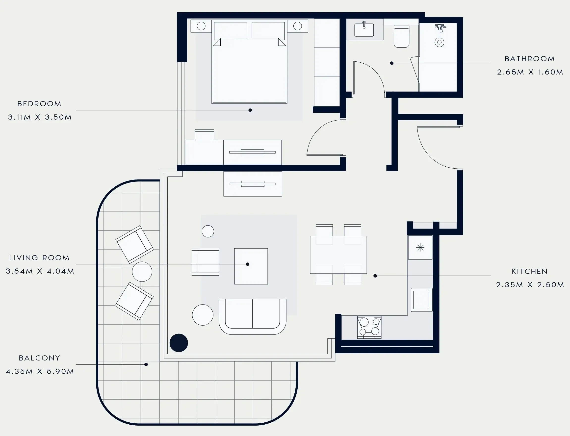 Azizi Venice 1 bed floor plan, 731 sqft