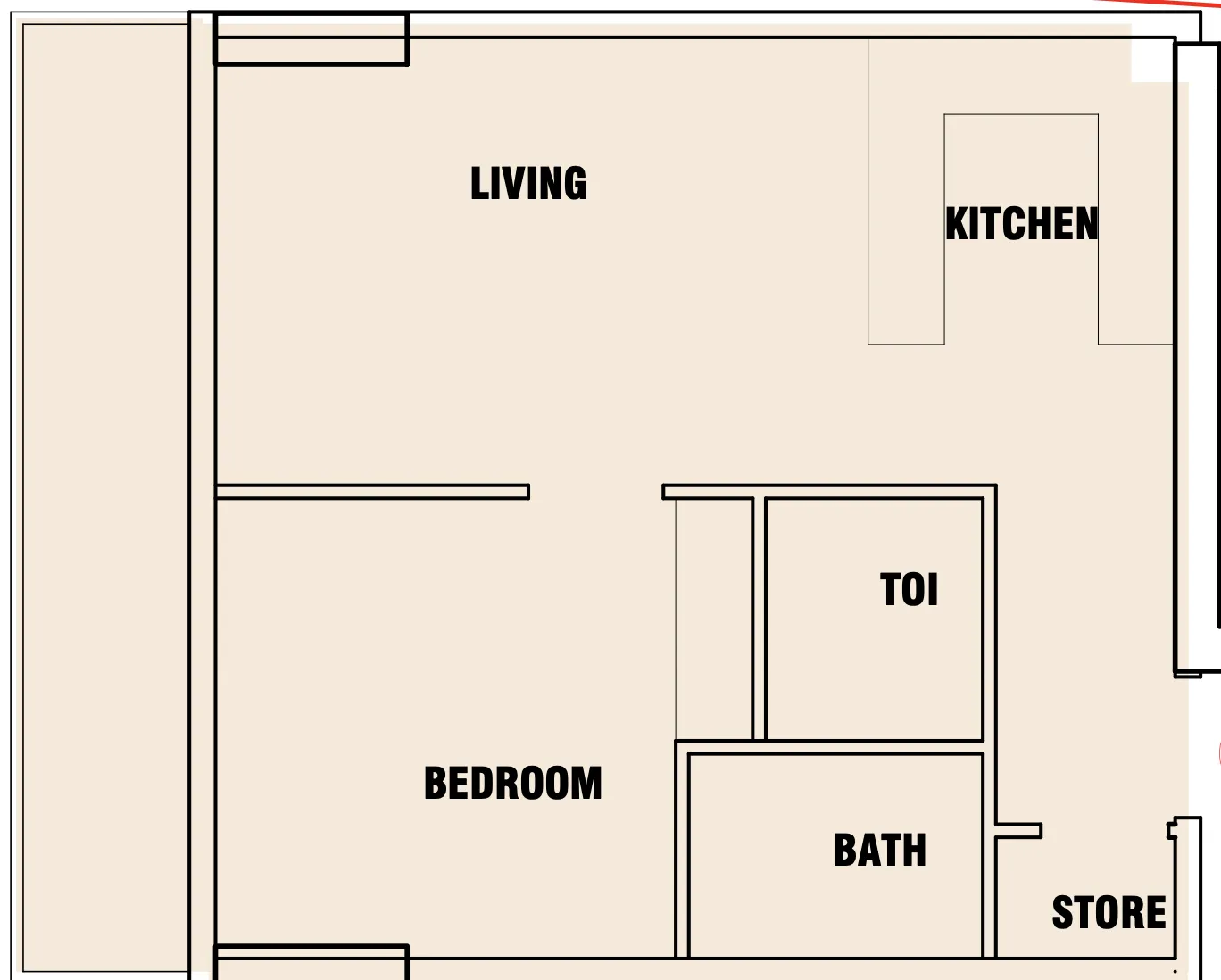 Celesto Tower 1 bed floor plan, 712 sqft