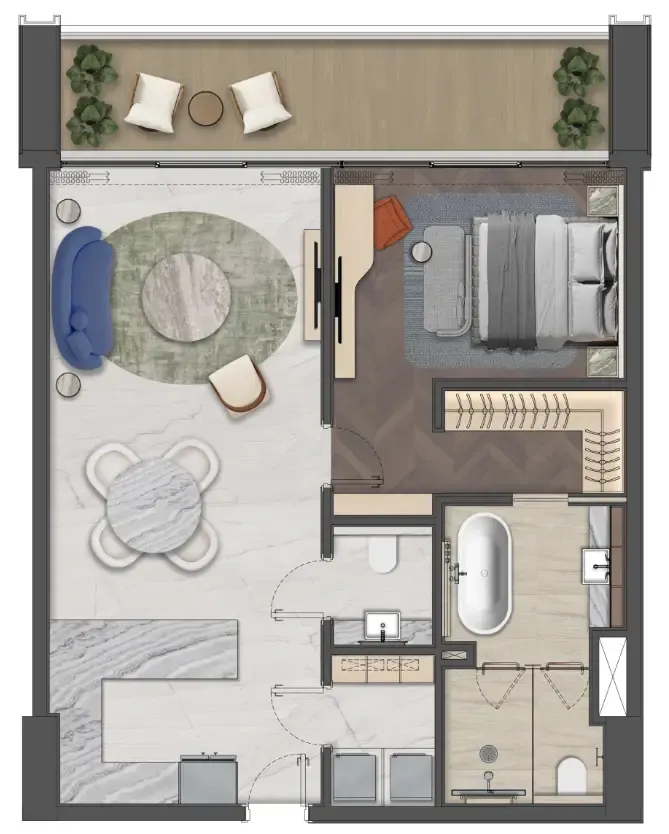 Mas Barsha Residency 1 bed floor plan, 1,022 sqft